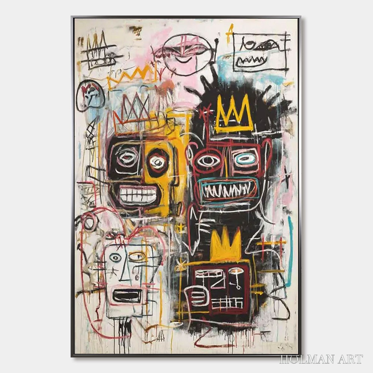 HOLMAN ART Crowned Figures – Graffiti-Style Portrait Oil Painting - image 1