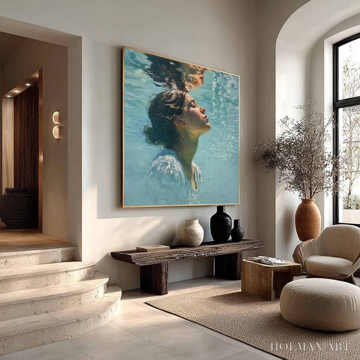 HOLMAN ART Submerged Serenity – Figurative Underwater Portrait Oil Painting - image 4