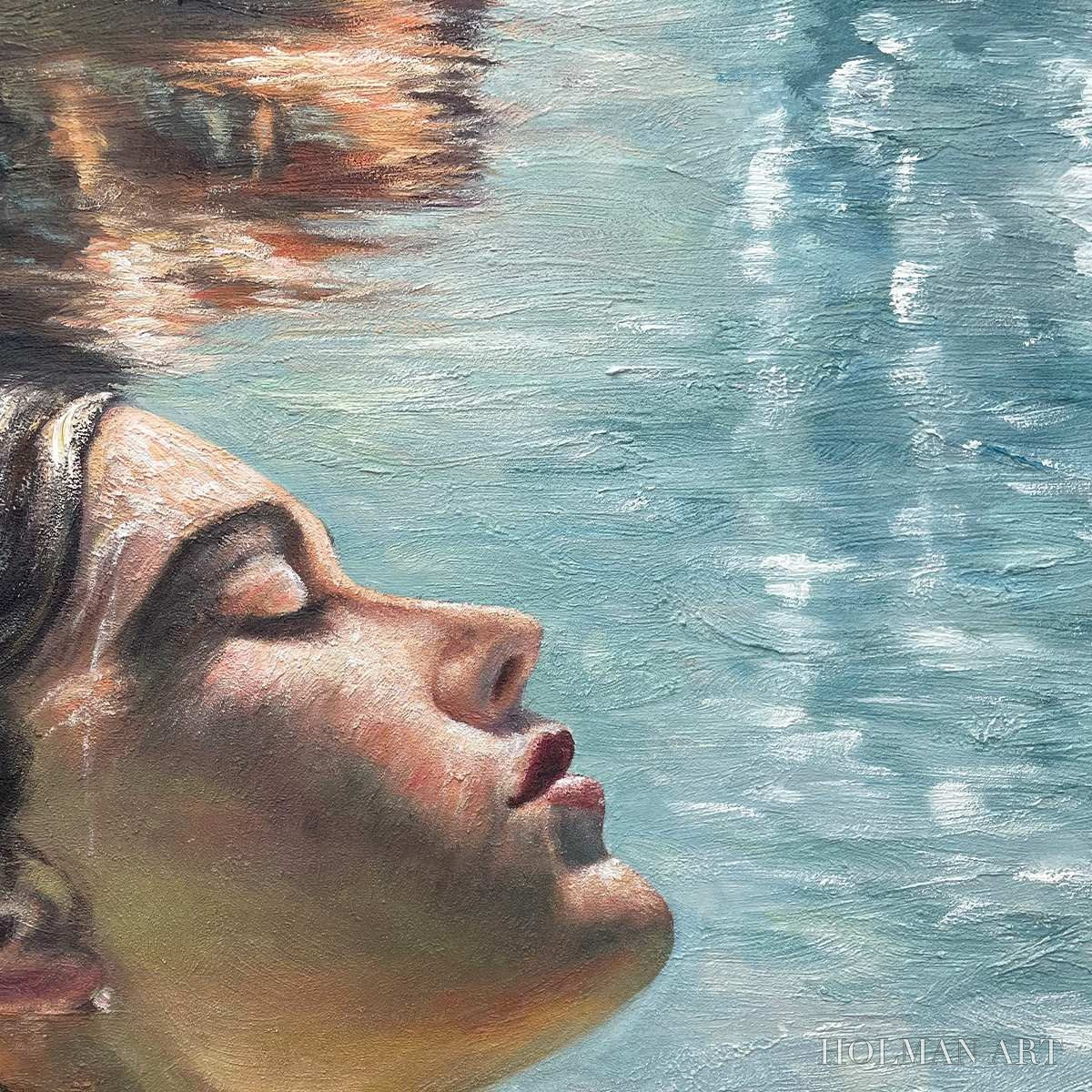 HOLMAN ART Submerged Serenity – Figurative Underwater Portrait Oil Painting - image 6