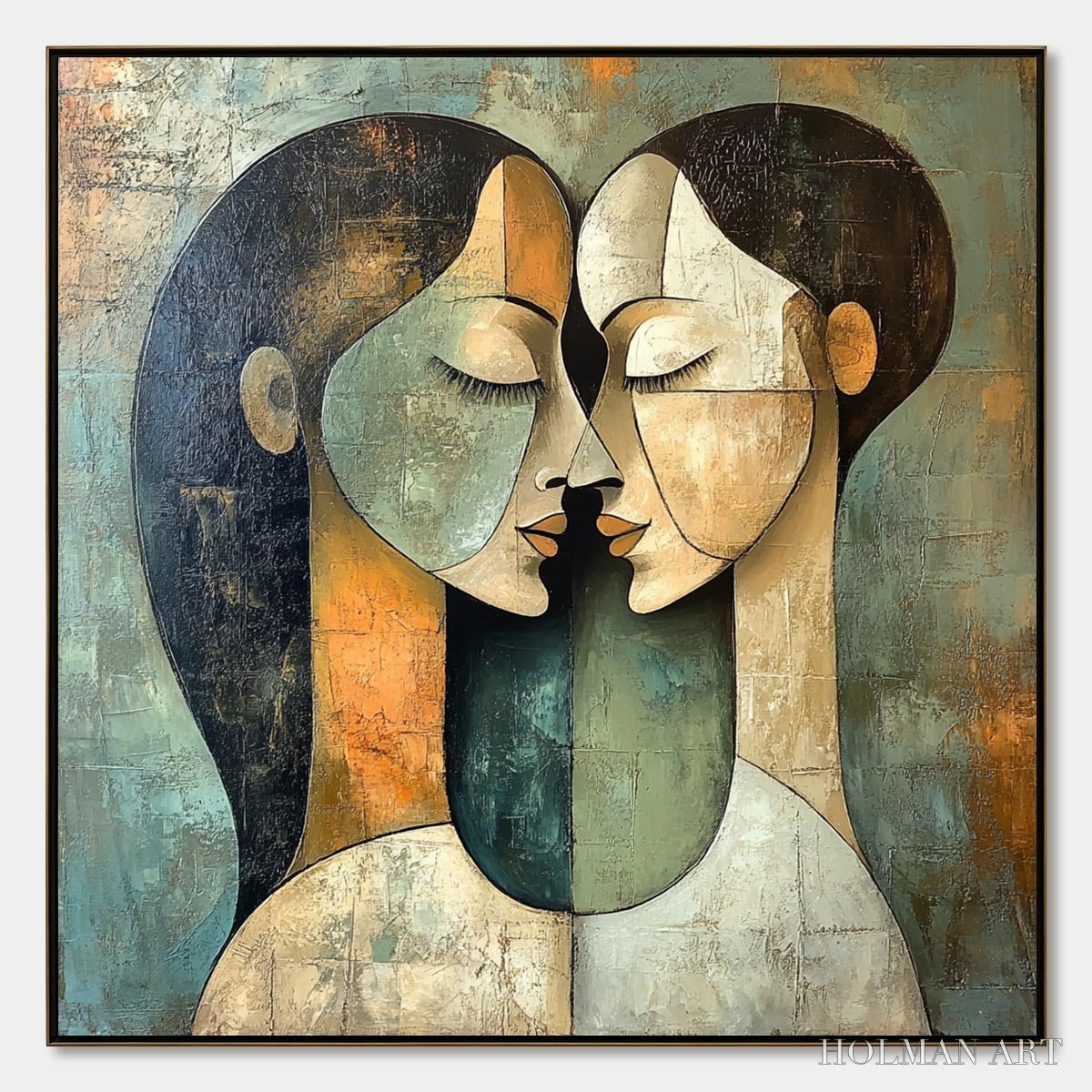 HOLMAN ART Unity in Contrast – Textured Abstract Figurative Oil Painting - image 1