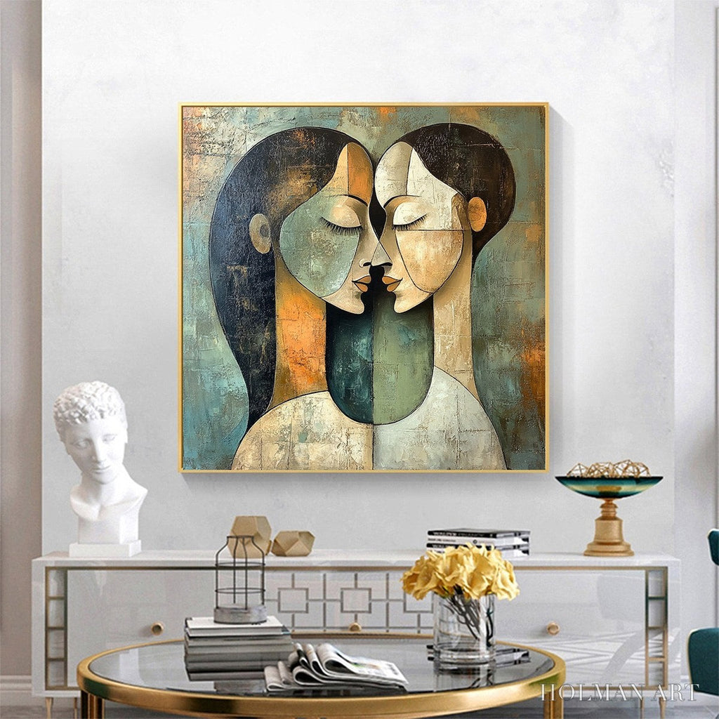 HOLMAN ART Unity in Contrast – Textured Abstract Figurative Oil Painting - image 2