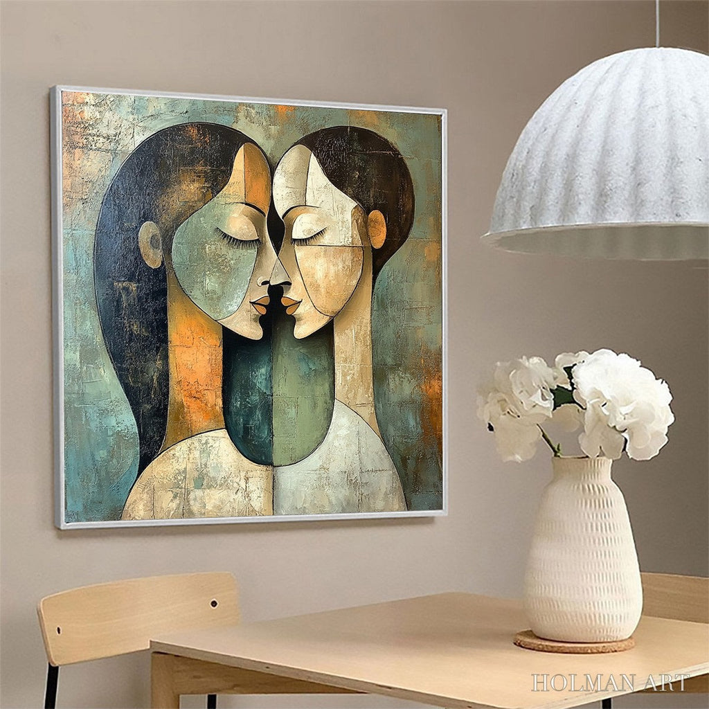 HOLMAN ART Unity in Contrast – Textured Abstract Figurative Oil Painting - image 4