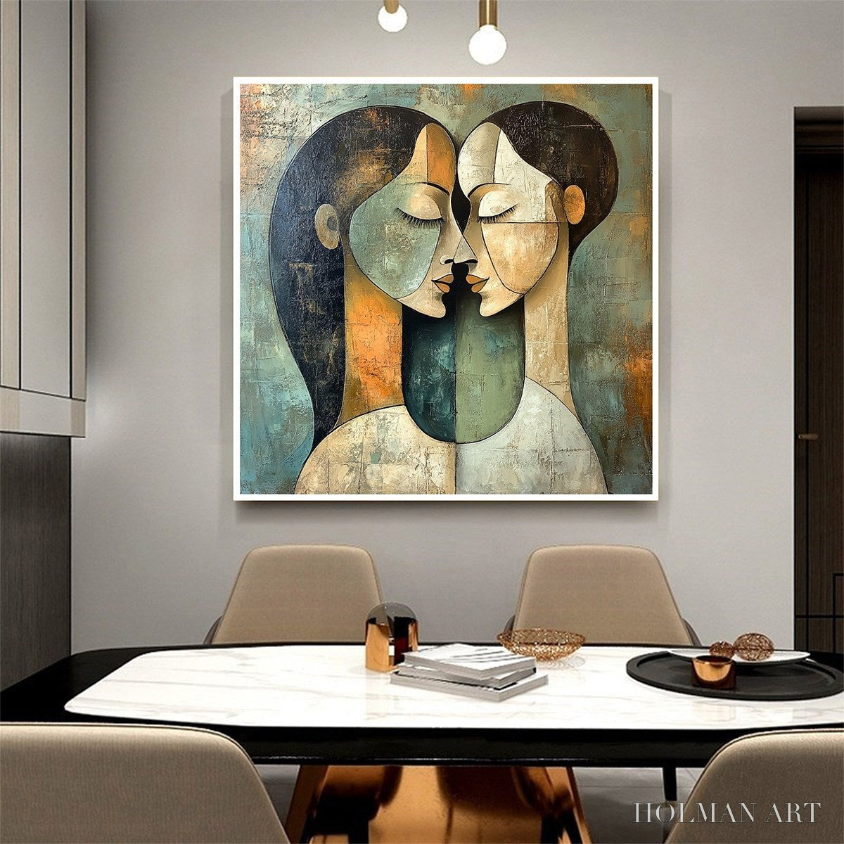 HOLMAN ART Unity in Contrast – Textured Abstract Figurative Oil Painting - image 5
