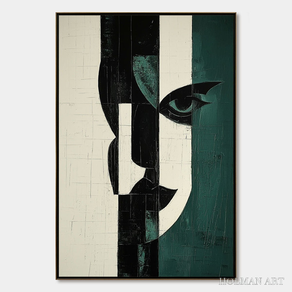 HOLMAN ART Fragmented Gaze – Textured Abstract Portrait Painting - image 1