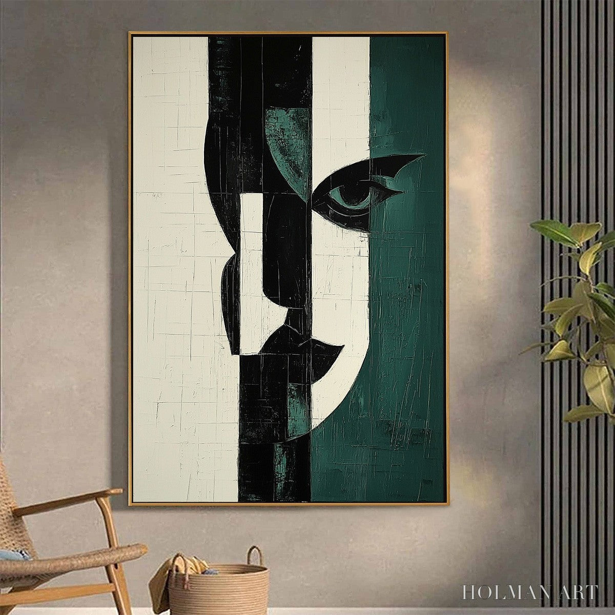HOLMAN ART Fragmented Gaze – Textured Abstract Portrait Painting - image 5