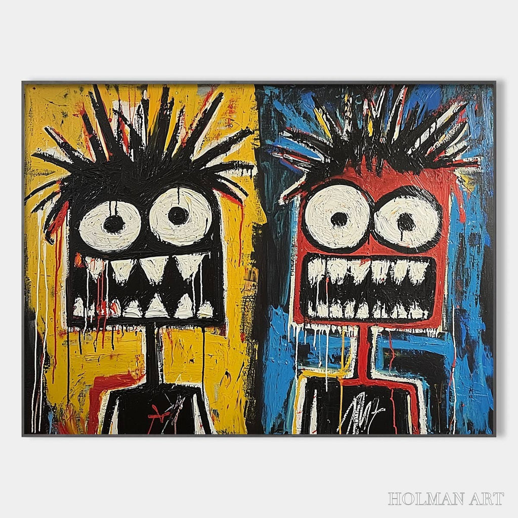 HOLMAN ART Duality – Vibrant Abstract Portrait Oil Painting of Two Figures - image 1