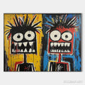 HOLMAN ART Duality – Vibrant Abstract Portrait Oil Painting of Two Figures - image 1