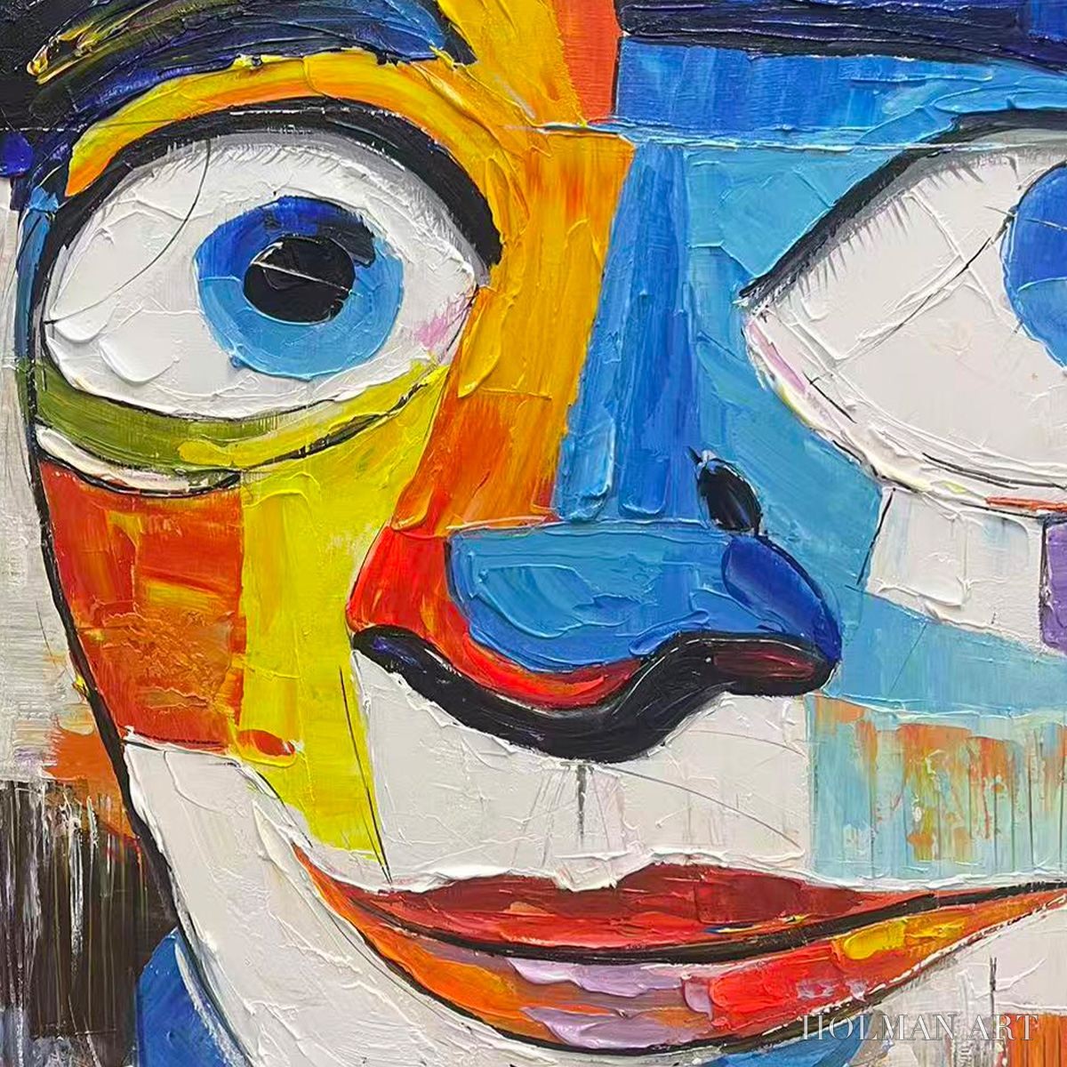 HOLMAN ART Laughing Eyes – Textured Impasto Clown Portrait Oil Painting - image 3
