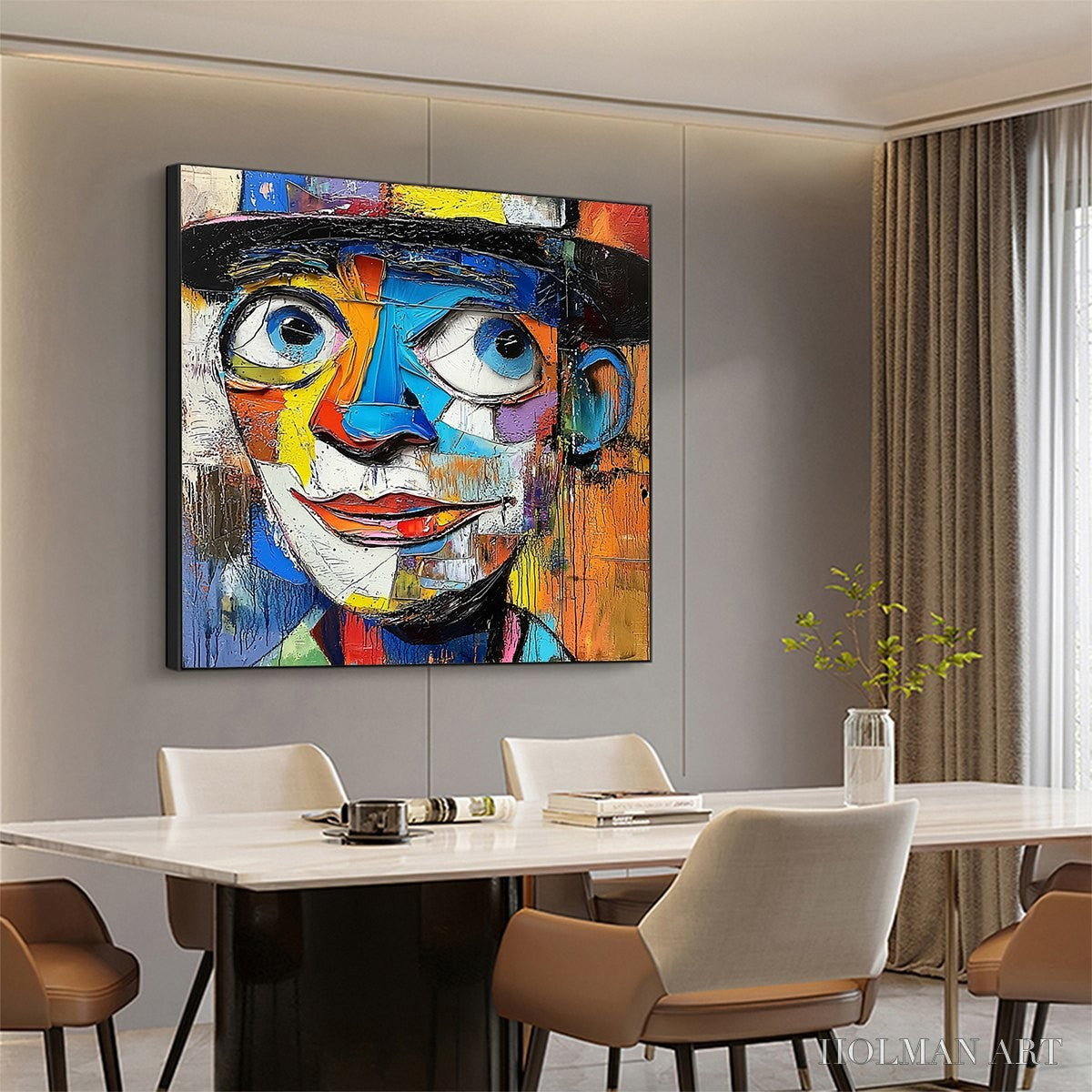 HOLMAN ART Laughing Eyes – Textured Impasto Clown Portrait Oil Painting - image 4