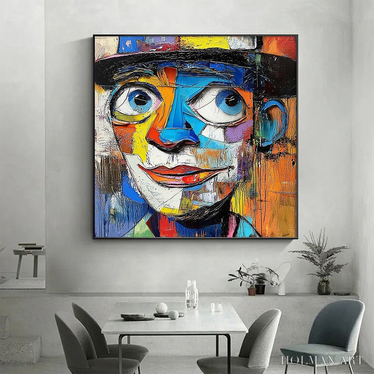 HOLMAN ART Laughing Eyes – Textured Impasto Clown Portrait Oil Painting - image 6
