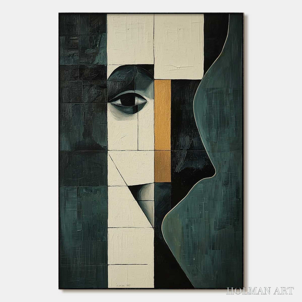 HOLMAN ART Reflection – Minimalist Abstract Portrait Oil Painting - image 1