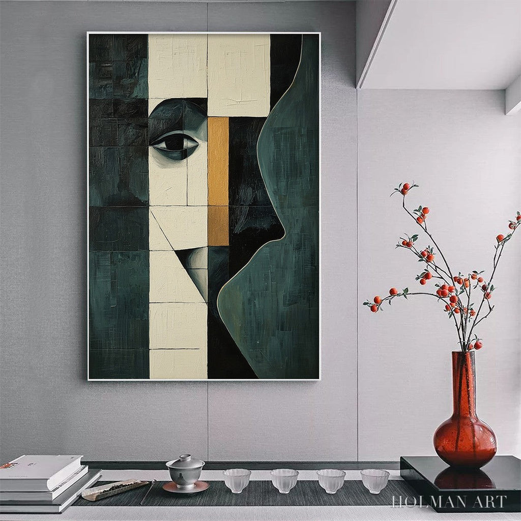 HOLMAN ART Reflection – Minimalist Abstract Portrait Oil Painting - image 2