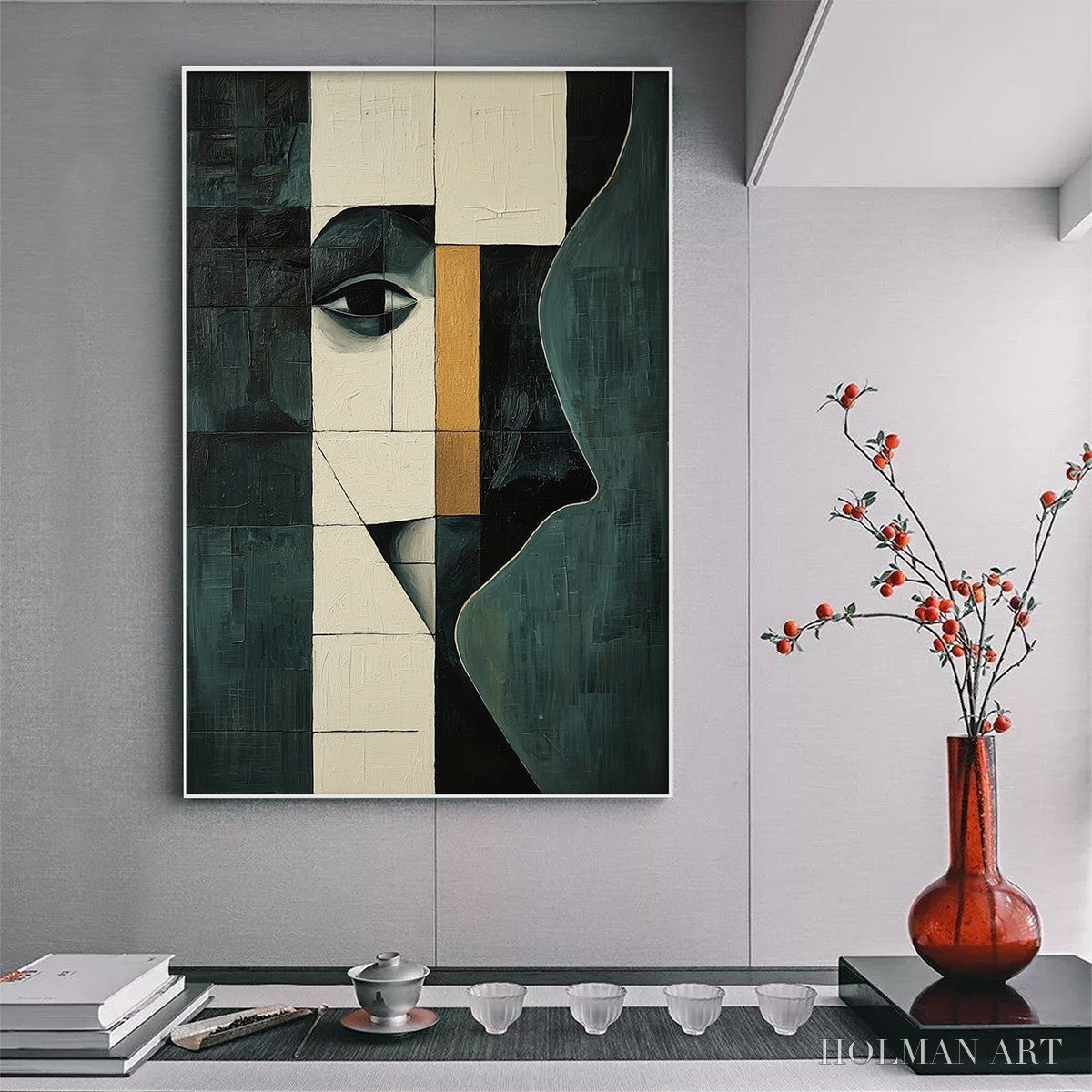 HOLMAN ART Reflection – Minimalist Abstract Portrait Oil Painting - image 2