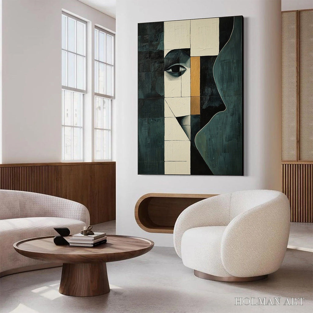 HOLMAN ART Reflection – Minimalist Abstract Portrait Oil Painting - image 4