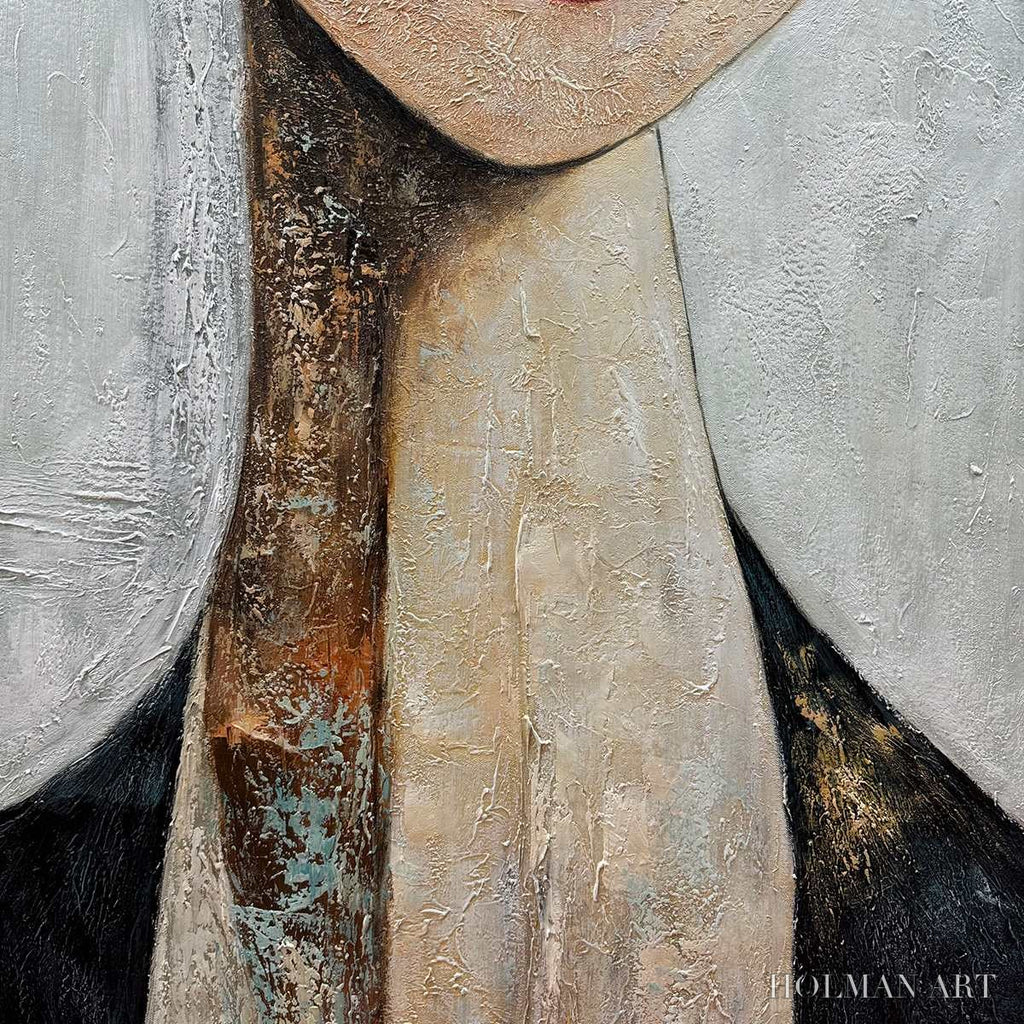 HOLMAN ART Serene Gaze – Textured Figurative Portrait Oil Painting - image 5