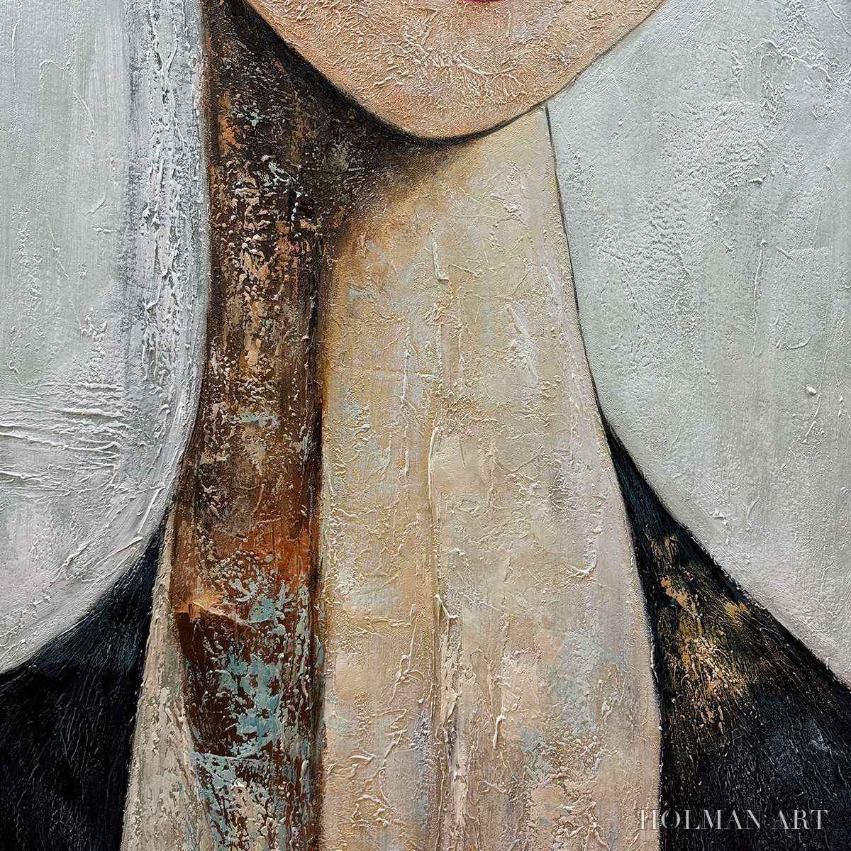 HOLMAN ART Serene Gaze – Textured Figurative Portrait Oil Painting - image 5