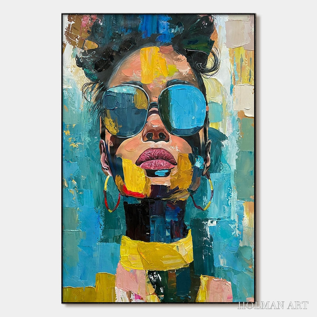 HOLMAN ART Golden Gaze – Modern Portrait Impasto Oil Painting - image 1