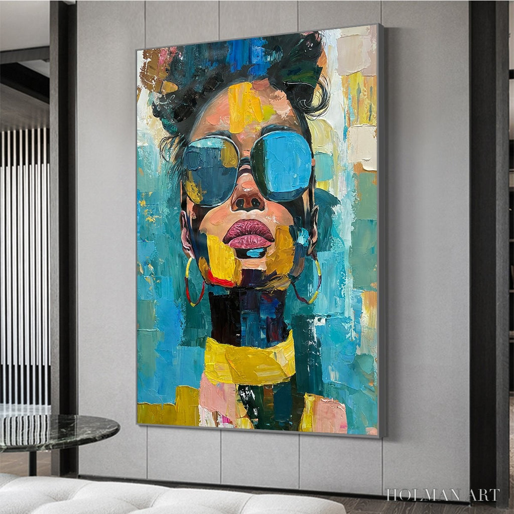 HOLMAN ART Golden Gaze – Modern Portrait Impasto Oil Painting - image 4