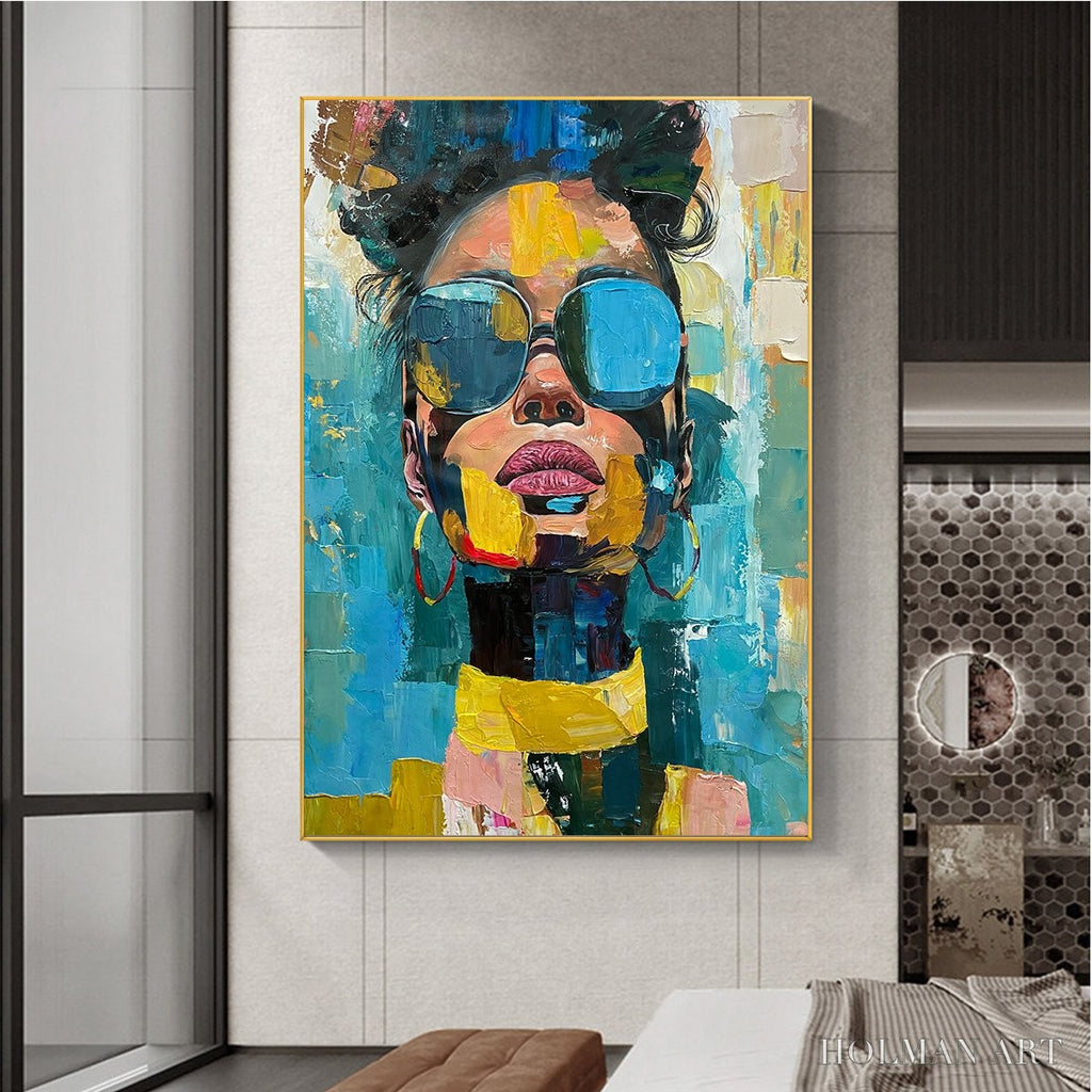 HOLMAN ART Golden Gaze – Modern Portrait Impasto Oil Painting - image 6