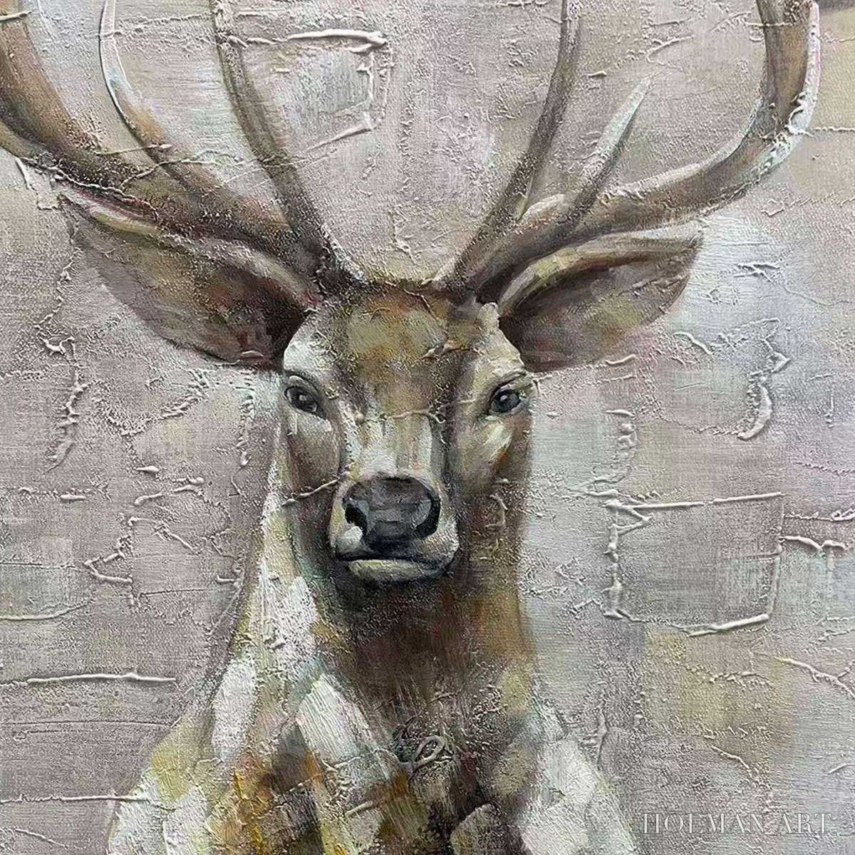HOLMAN ART Majestic Stag – Textured Stag Painting, Vertical - image 3