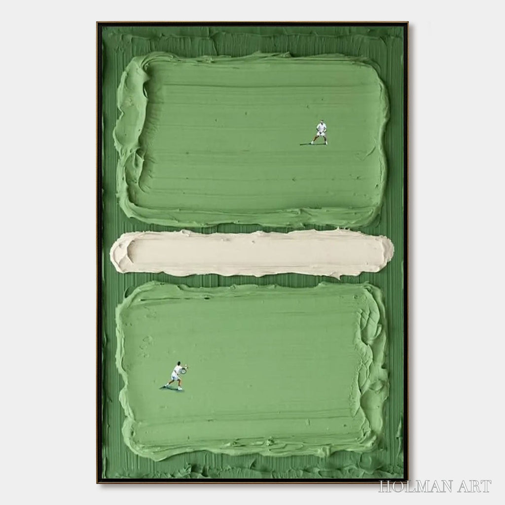 HOLMAN ART Court Rhythm – Textured Sports Impasto Oil Painting - image 1