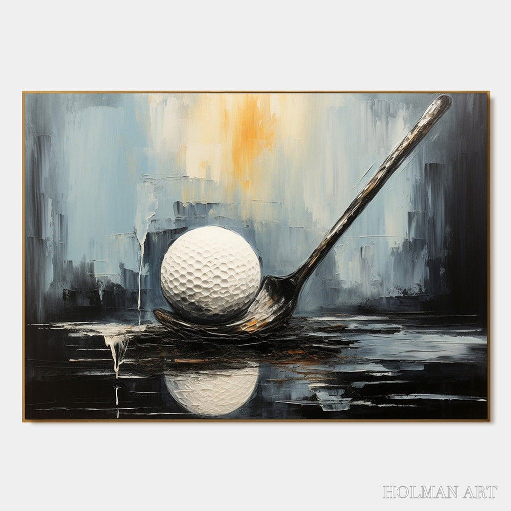 HOLMAN ART Poised – Textured Minimalist Golf Still Life Oil Painting - image 1