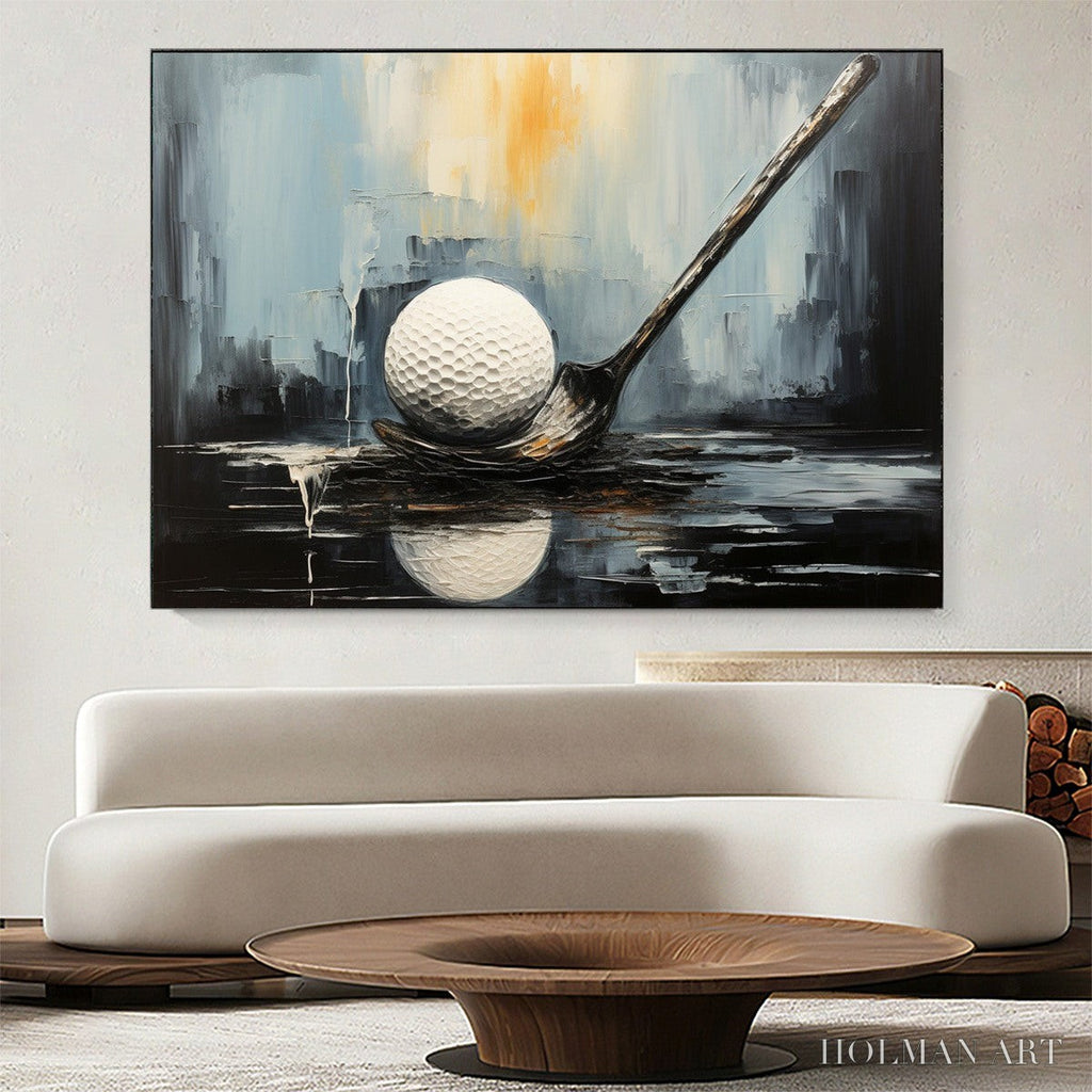 HOLMAN ART Poised – Textured Minimalist Golf Still Life Oil Painting - image 2