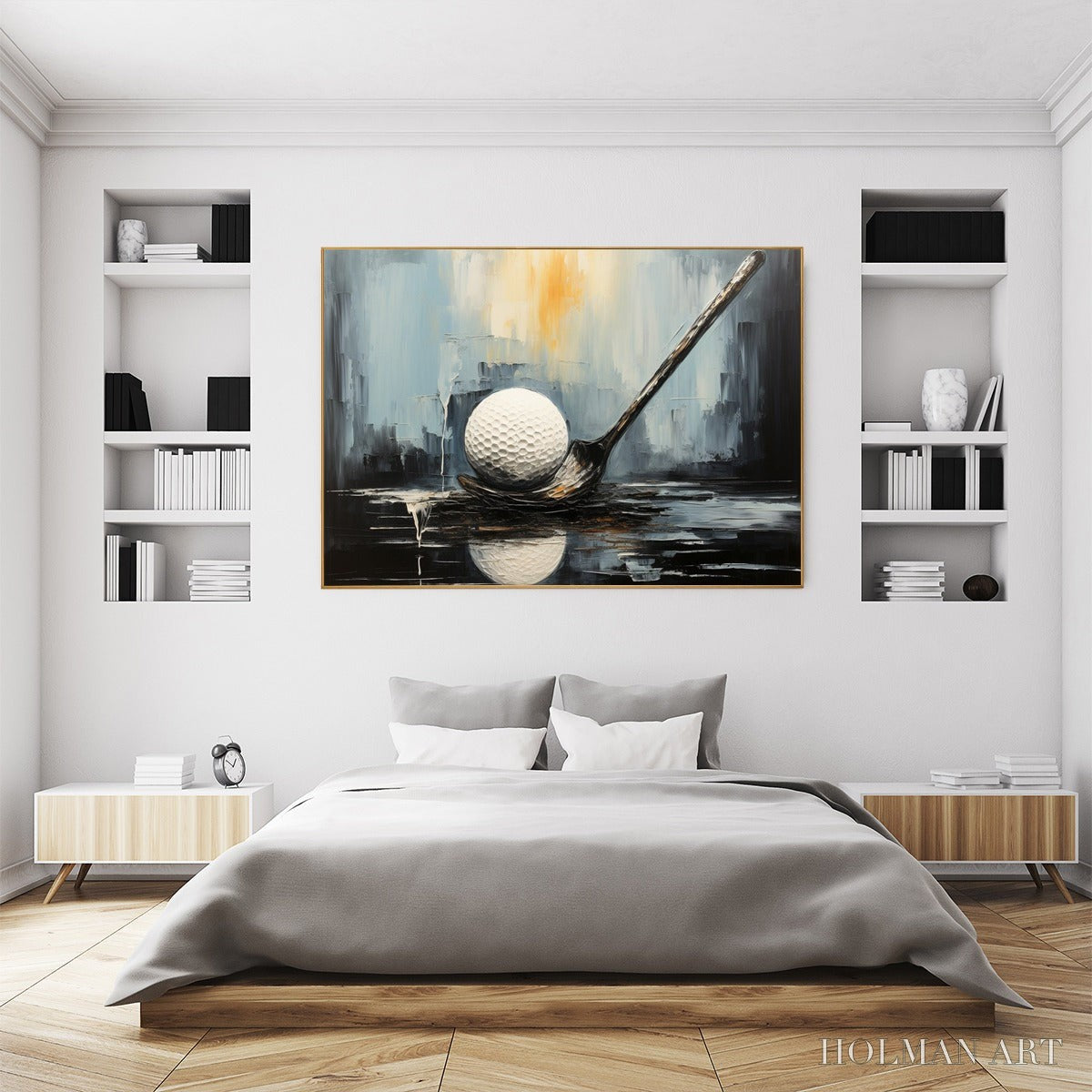 HOLMAN ART Poised – Textured Minimalist Golf Still Life Oil Painting - image 4