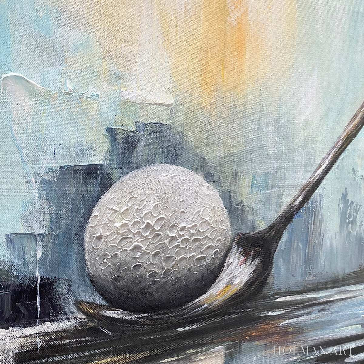 HOLMAN ART Poised – Textured Minimalist Golf Still Life Oil Painting - image 5