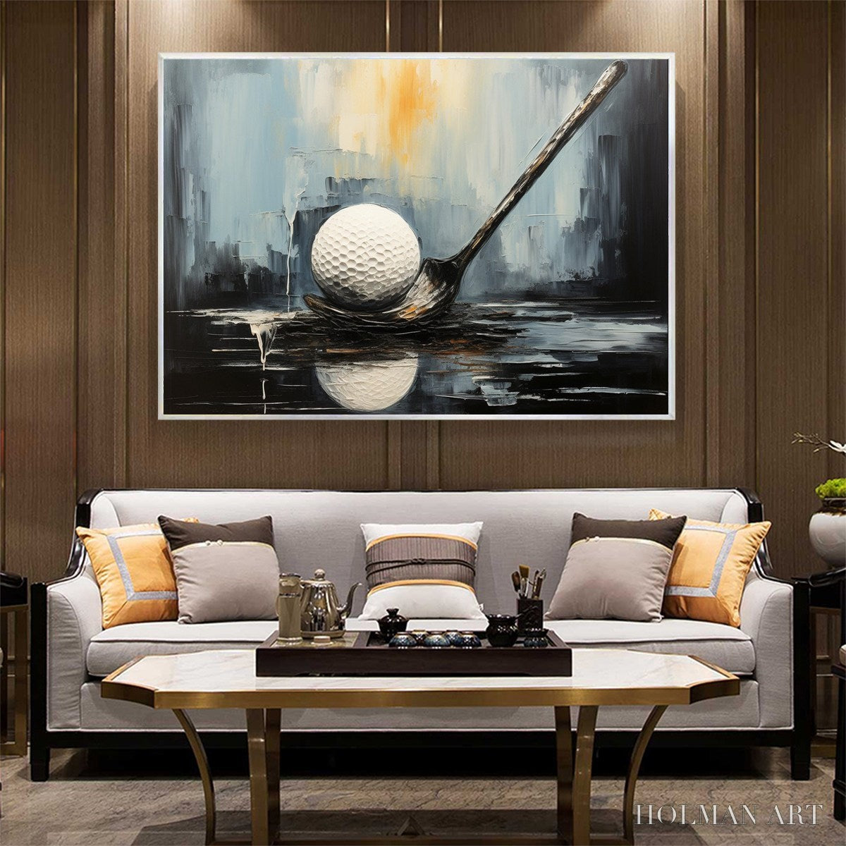 HOLMAN ART Poised – Textured Minimalist Golf Still Life Oil Painting - image 6