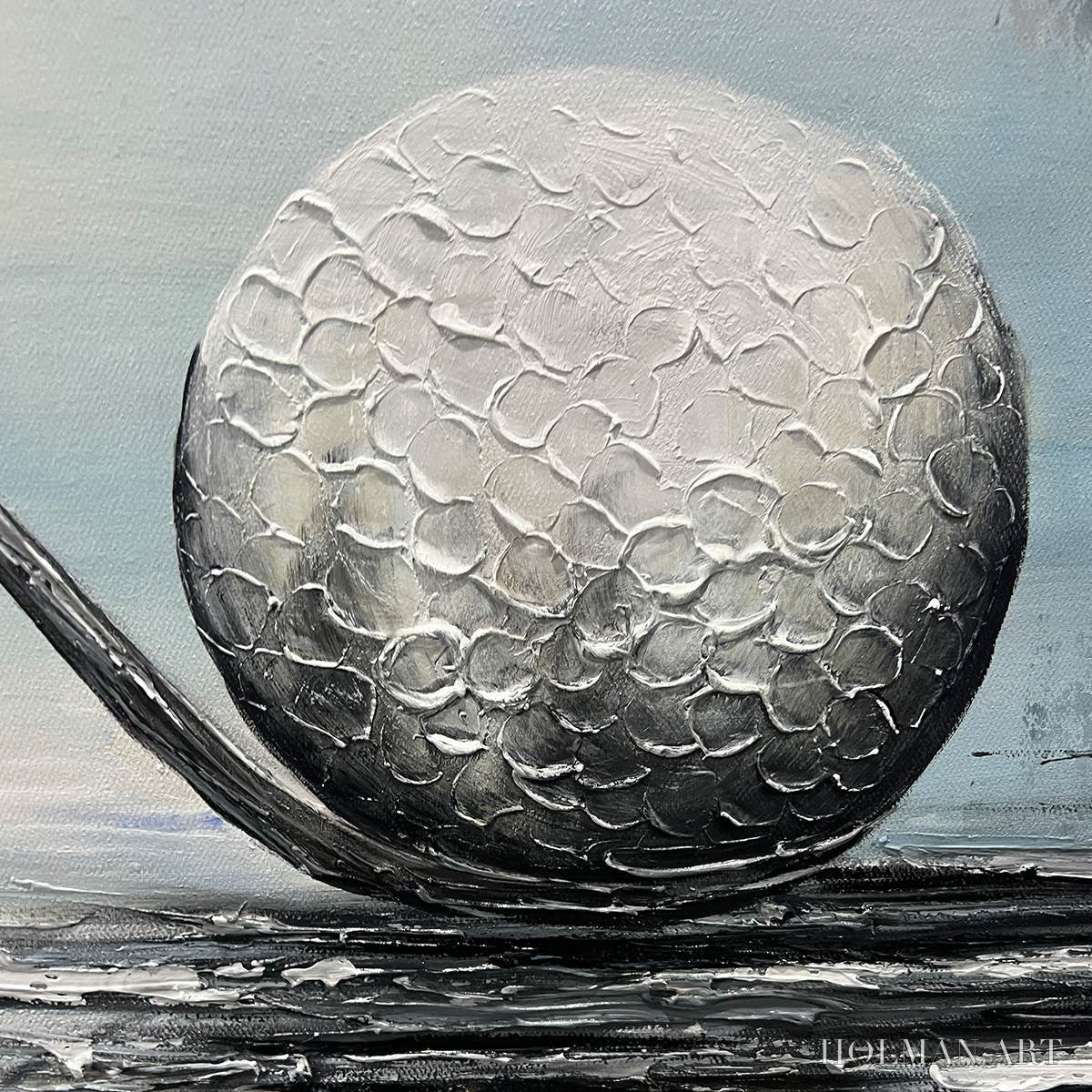 HOLMAN ART Stroke of Genius – Textured Golf Still Life Oil Painting - image 3