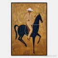HOLMAN ART Golden Lasso – Textured Wabi Sabi Painting of a Horseman - image 1