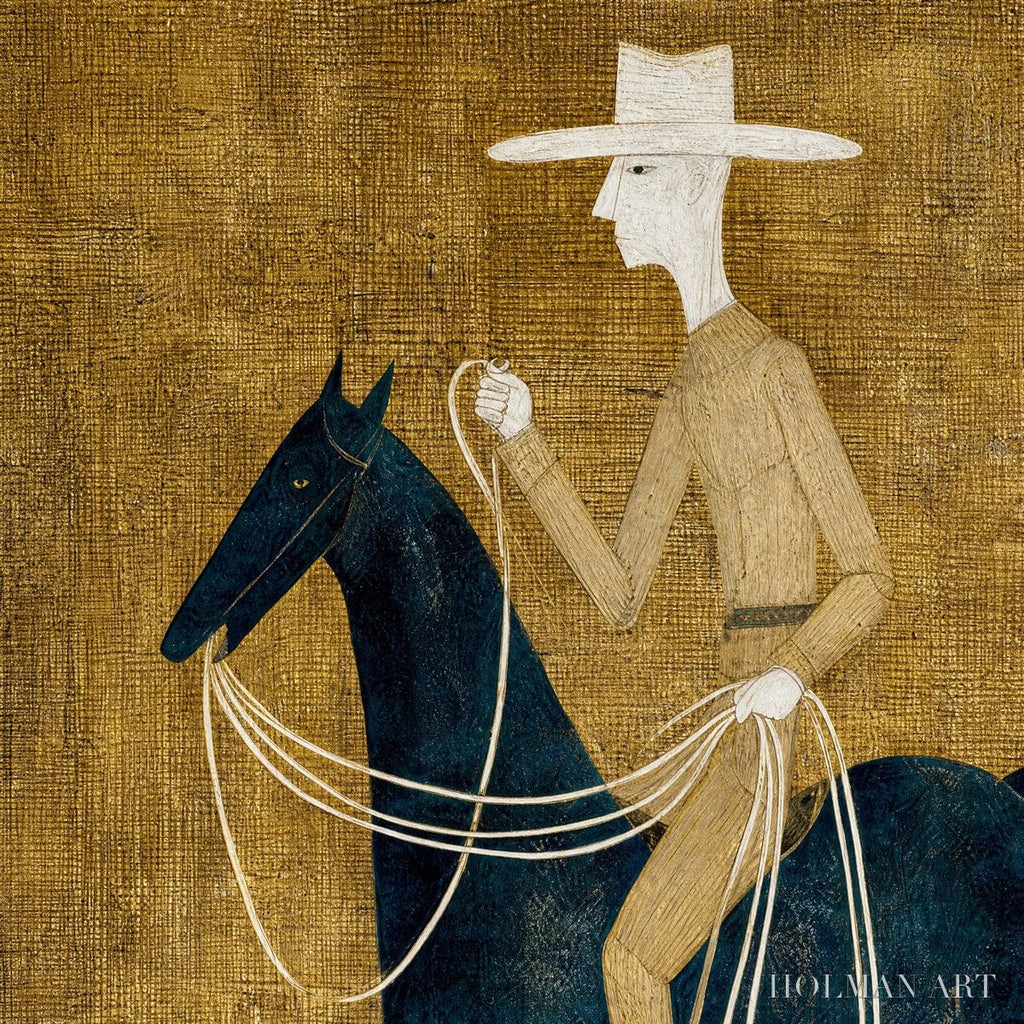 HOLMAN ART the Wanderer – Minimalist Equestrian Portrait with Golden Texture - image 3