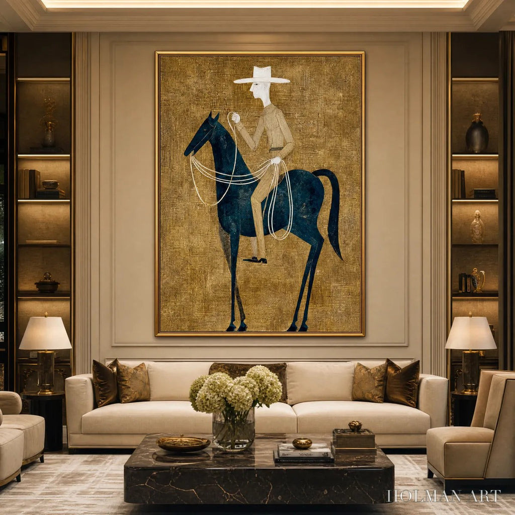 HOLMAN ART the Wanderer – Minimalist Equestrian Portrait with Golden Texture - image 4