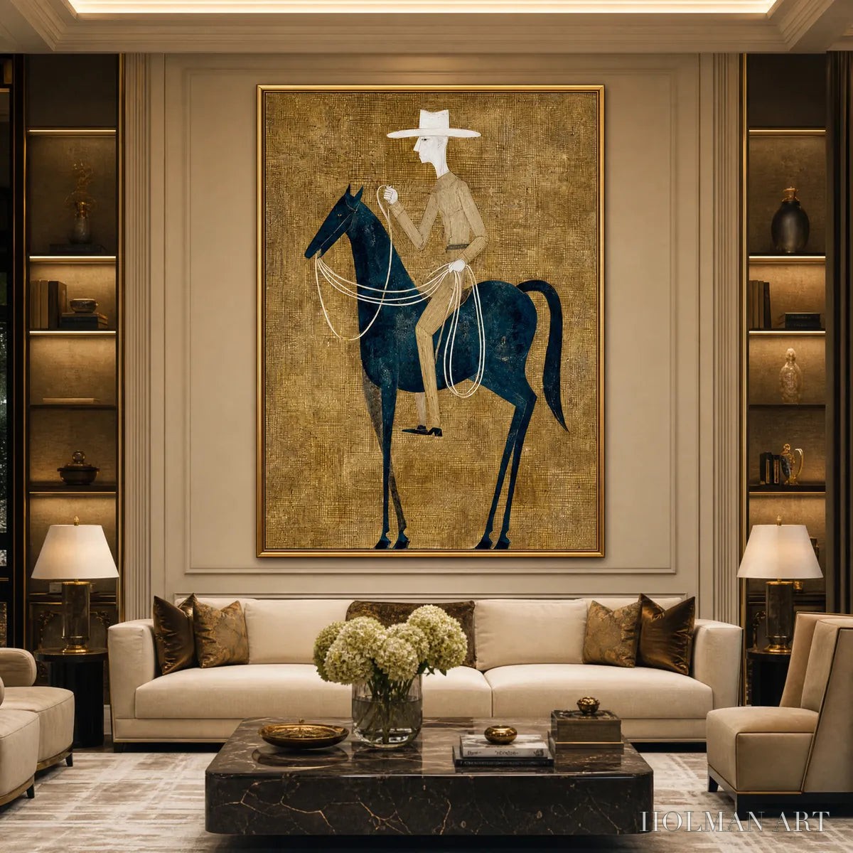HOLMAN ART the Wanderer – Minimalist Equestrian Portrait with Golden Texture - image 4