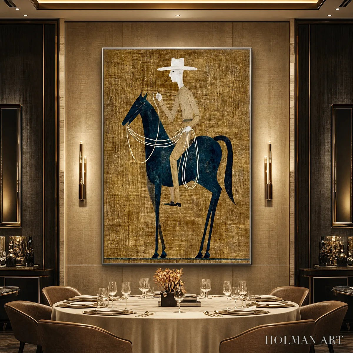 HOLMAN ART the Wanderer – Minimalist Equestrian Portrait with Golden Texture - image 5
