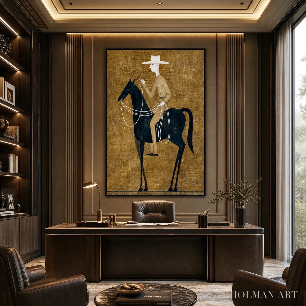HOLMAN ART the Wanderer – Minimalist Equestrian Portrait with Golden Texture - image 6