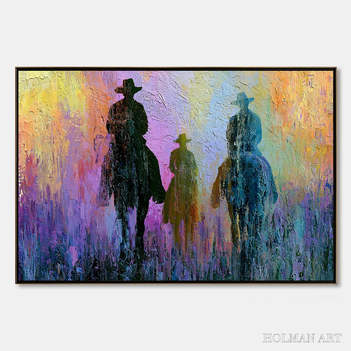 HOLMAN ART Twilight Posse – Textured Cowboy & Horse Oil Painting - image 1