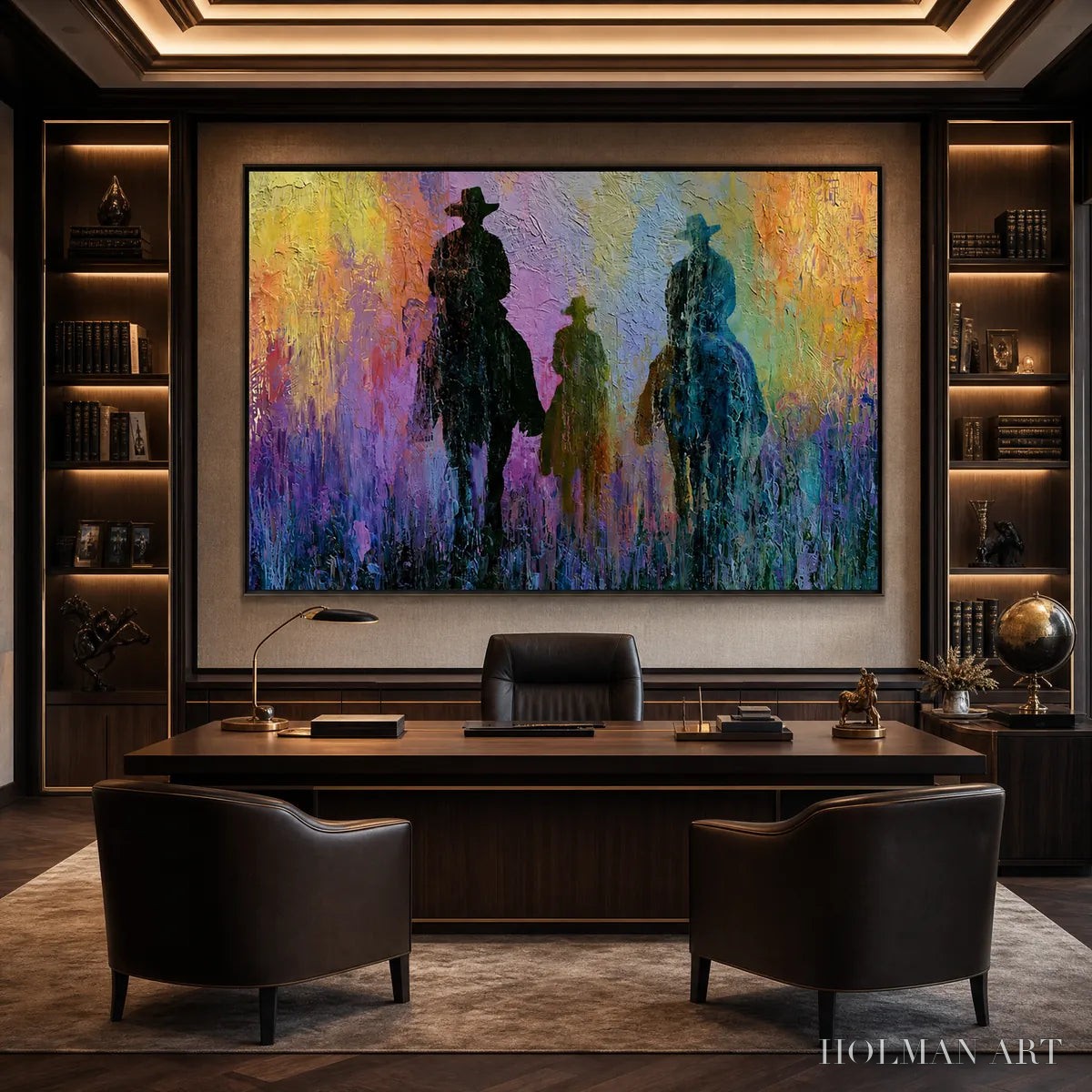 HOLMAN ART Twilight Posse – Textured Cowboy & Horse Oil Painting - image 2
