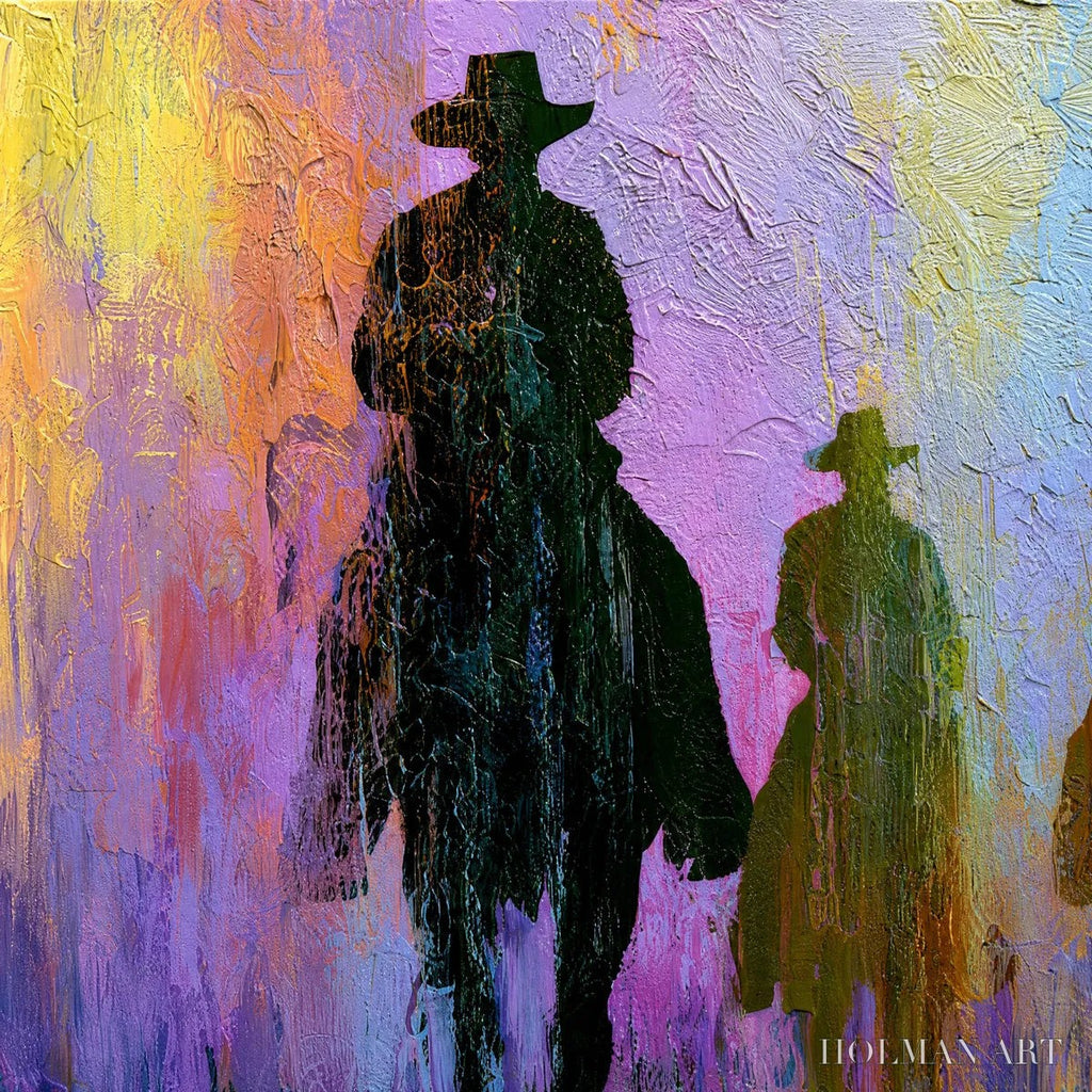 HOLMAN ART Twilight Posse – Textured Cowboy & Horse Oil Painting - image 3