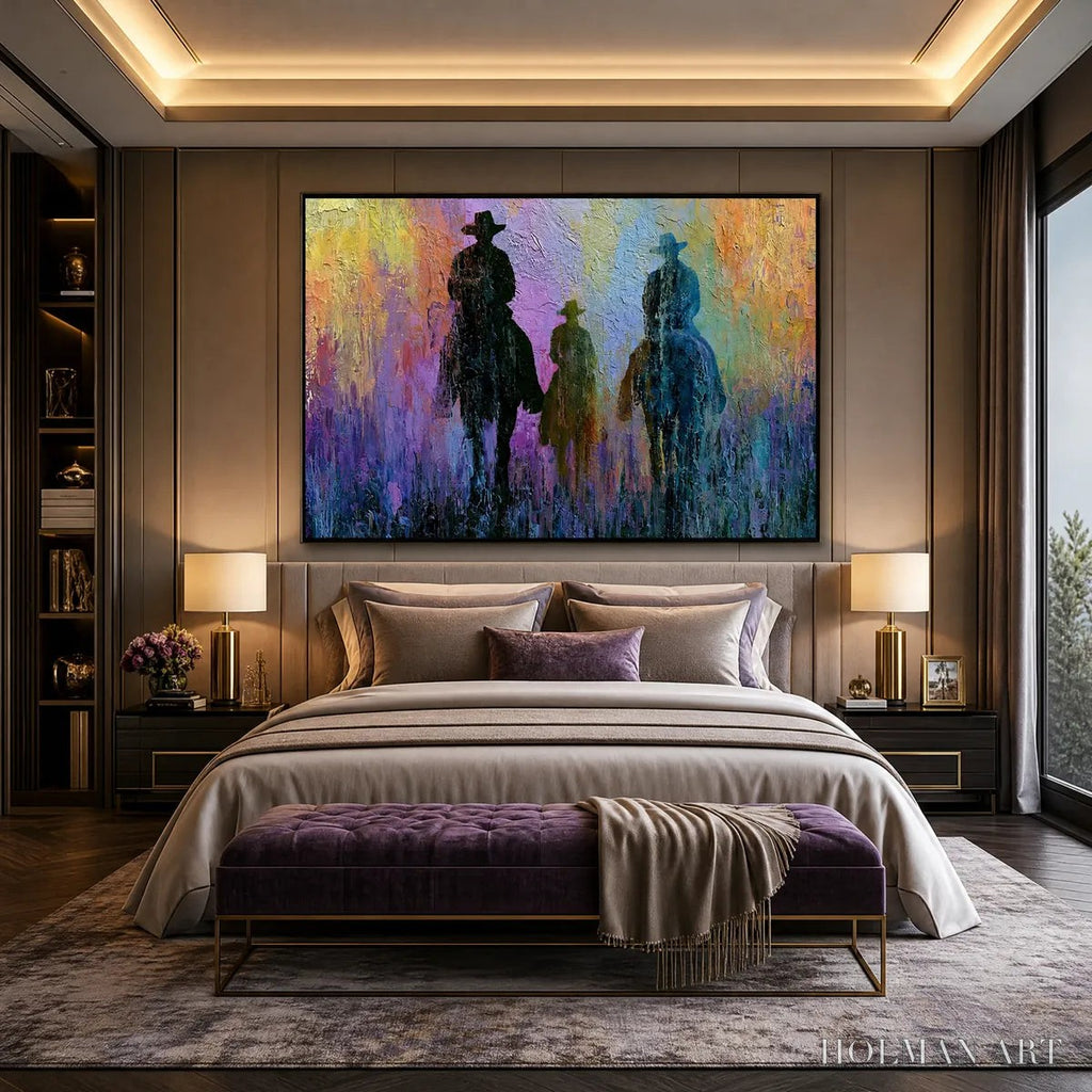 HOLMAN ART Twilight Posse – Textured Cowboy & Horse Oil Painting - image 4