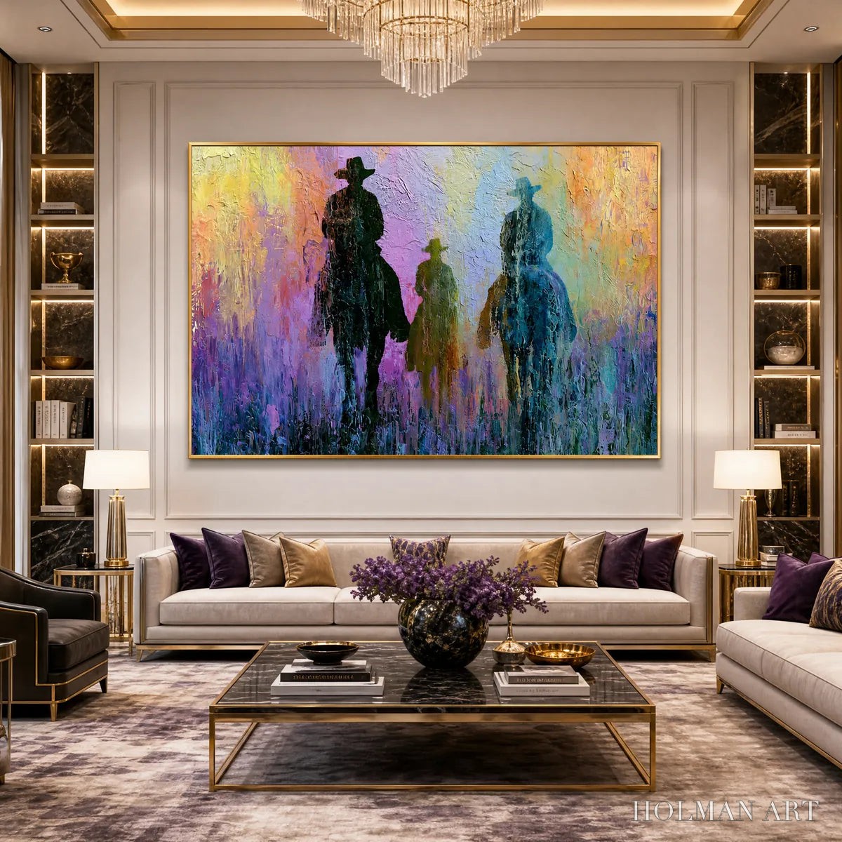 HOLMAN ART Twilight Posse – Textured Cowboy & Horse Oil Painting - image 5