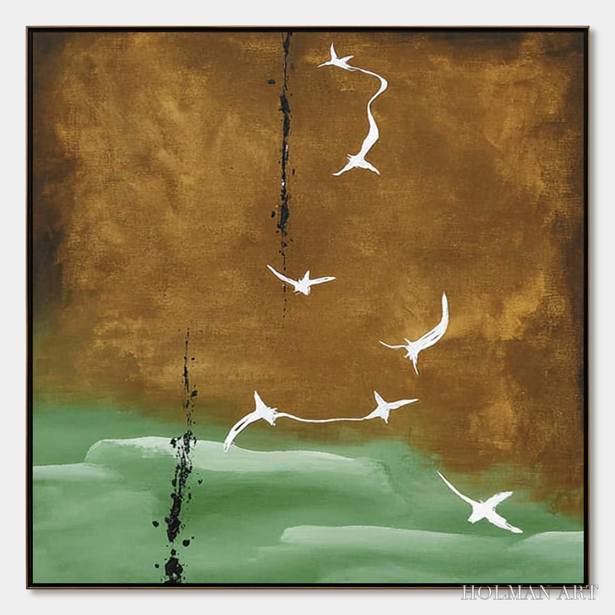 HOLMAN ART Ascension – Wabi Sabi Inspired Abstract Bird Painting - image 1