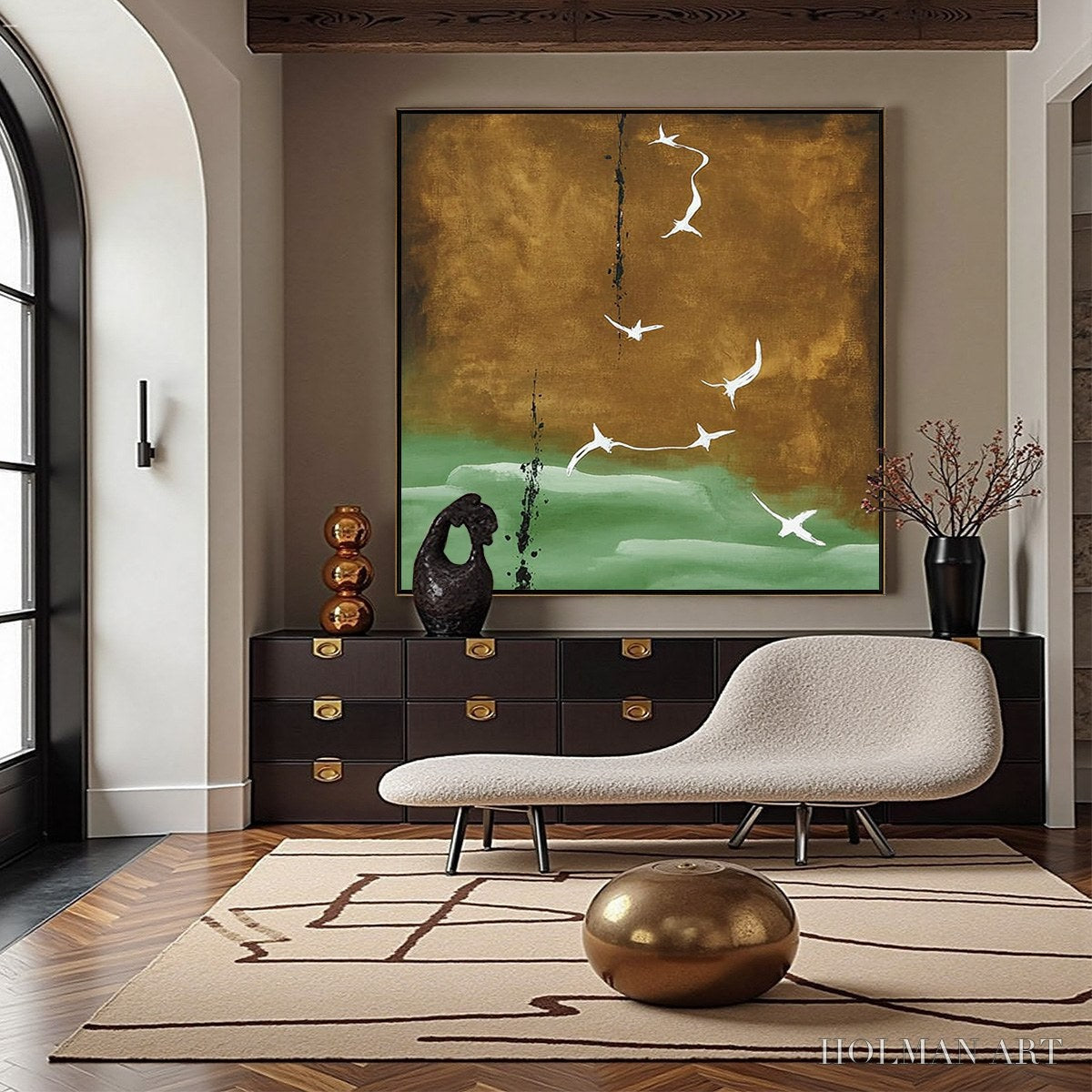 HOLMAN ART Ascension – Wabi Sabi Inspired Abstract Bird Painting - image 2