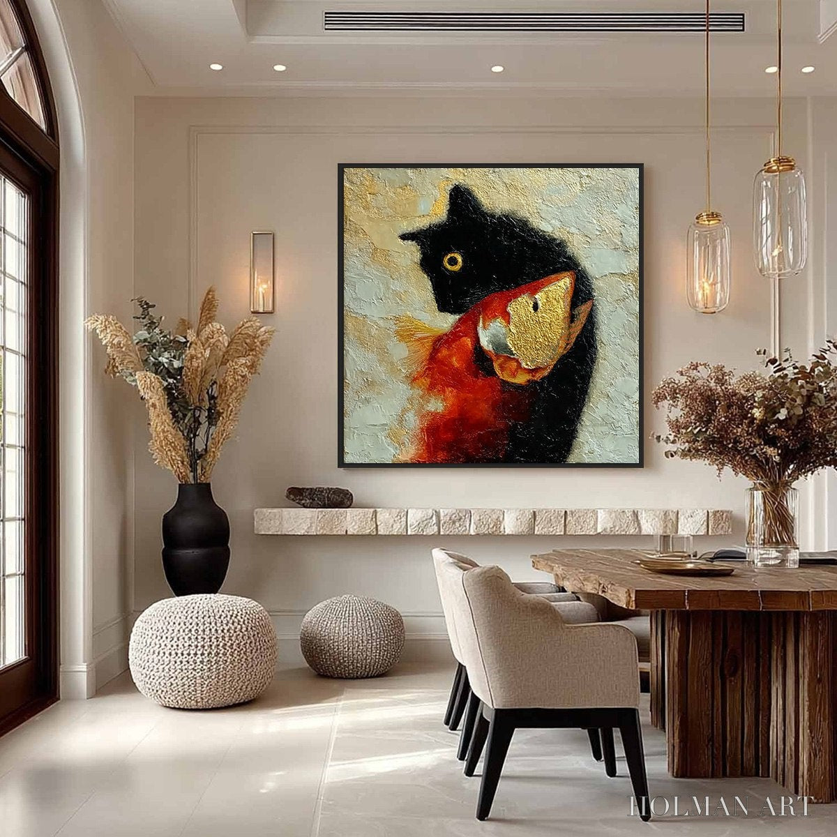 HOLMAN ART the Golden Catch – Textured Impasto Painting of a Cat and Fish - image 4