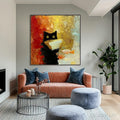 HOLMAN ART the Midnight Scholar – Whimsical Textured Impasto Black Cat Painting - image 2