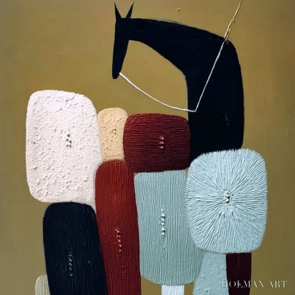 HOLMAN ART the Caravan – Abstract Boho Wabi Sabi Textured Horse Painting - image 3