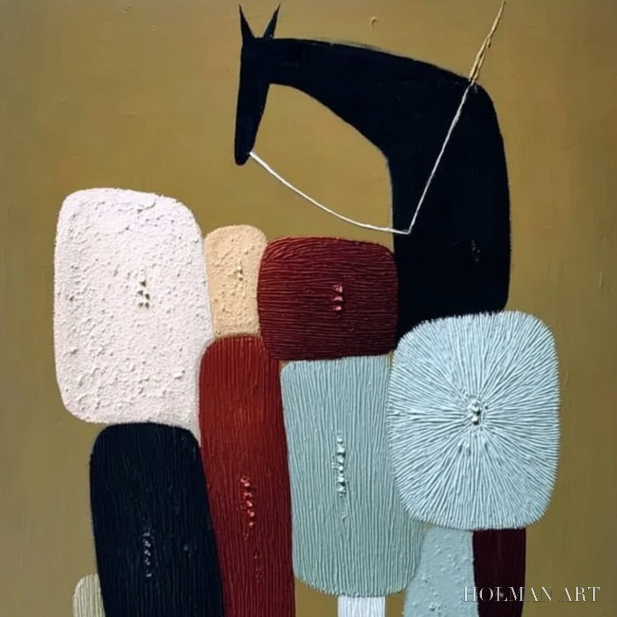 HOLMAN ART the Caravan – Abstract Boho Wabi Sabi Textured Horse Painting - image 3
