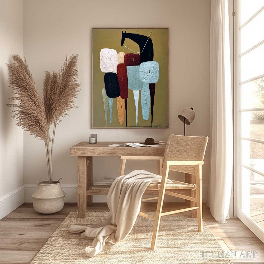 HOLMAN ART the Caravan – Abstract Boho Wabi Sabi Textured Horse Painting - image 6