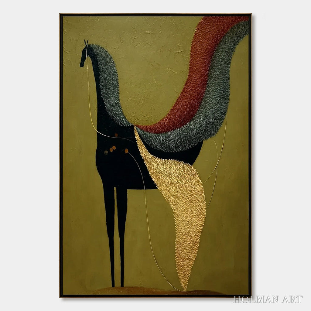 HOLMAN ART Aeon'S Tapestry – Textured Wabi Sabi Abstract Horse Painting - image 1